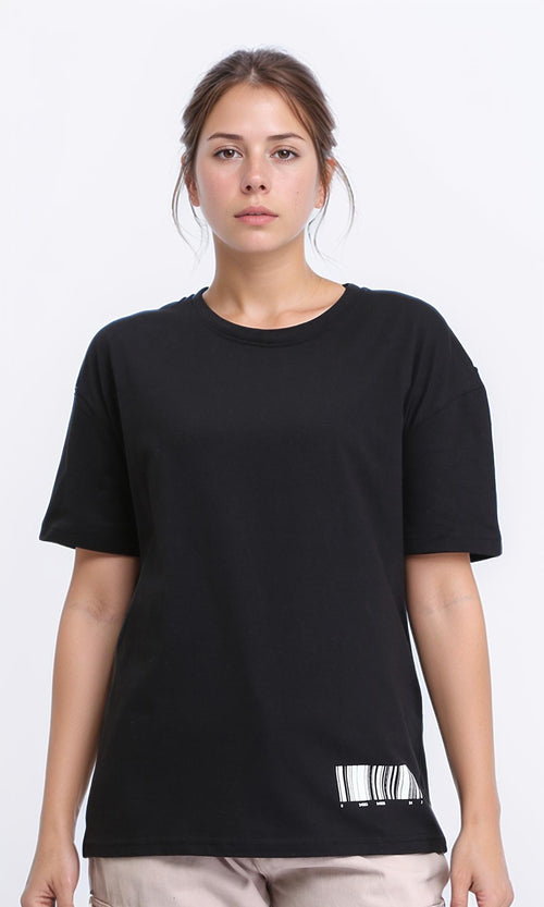 R208498 - Printed Relaxed Cotton Tee - Black