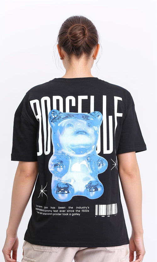 R208498 - Printed Relaxed Cotton Tee - Black