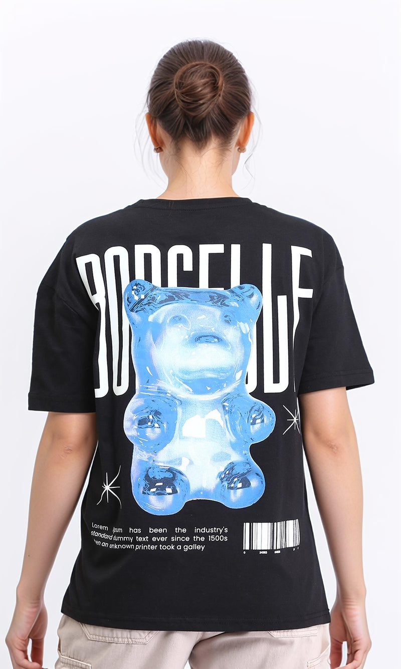 R208498 - Printed Relaxed Cotton Tee - Black