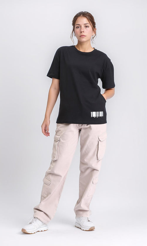 R208498 - Printed Relaxed Cotton Tee - Black