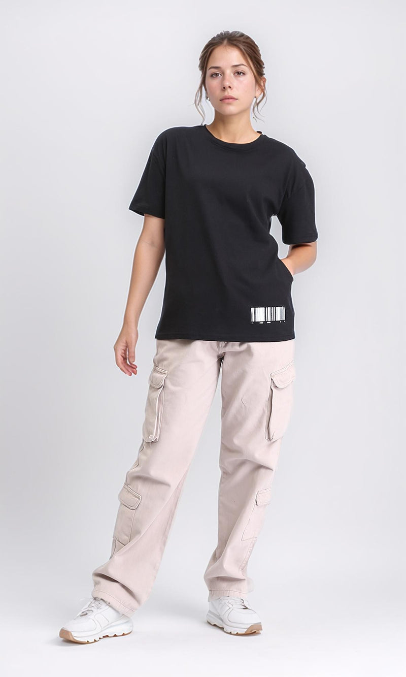 R208498 - Printed Relaxed Cotton Tee - Black