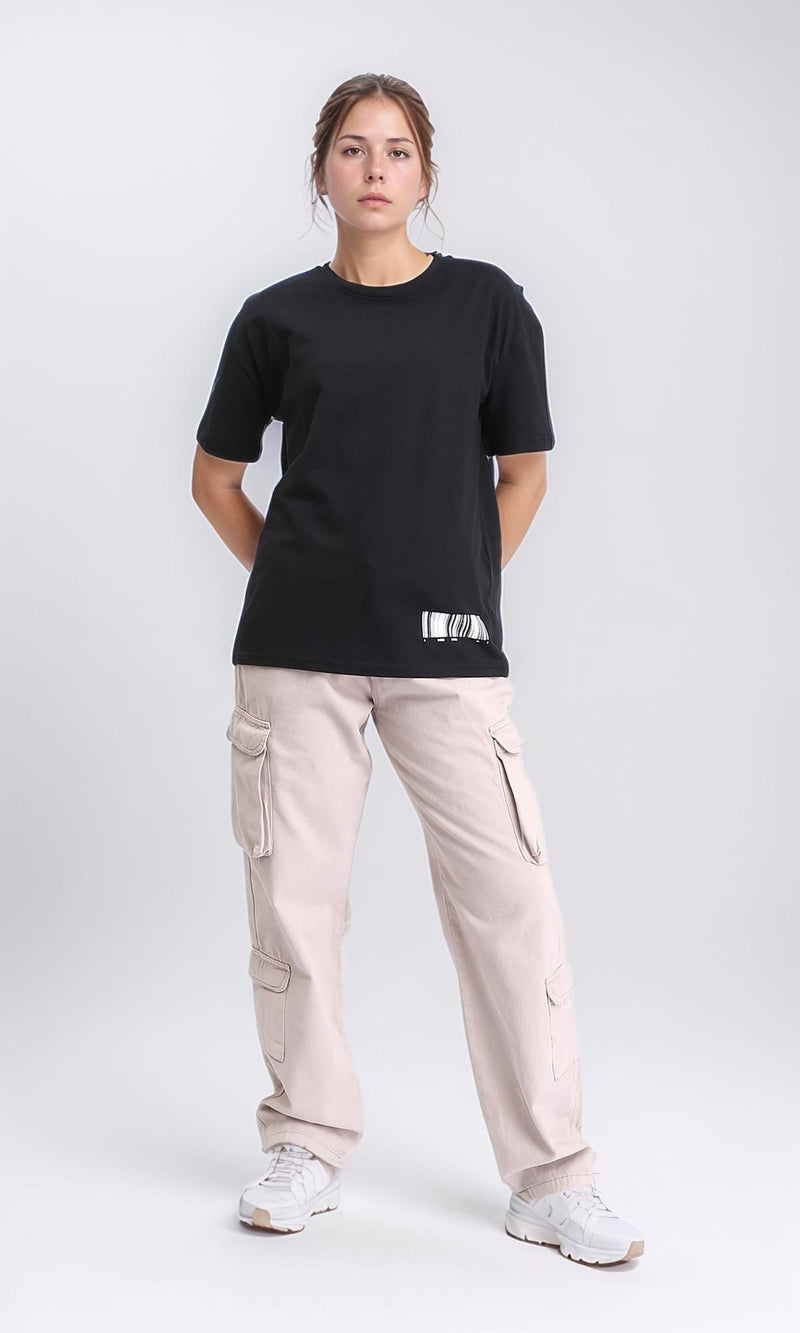 R208498 - Printed Relaxed Cotton Tee - Black