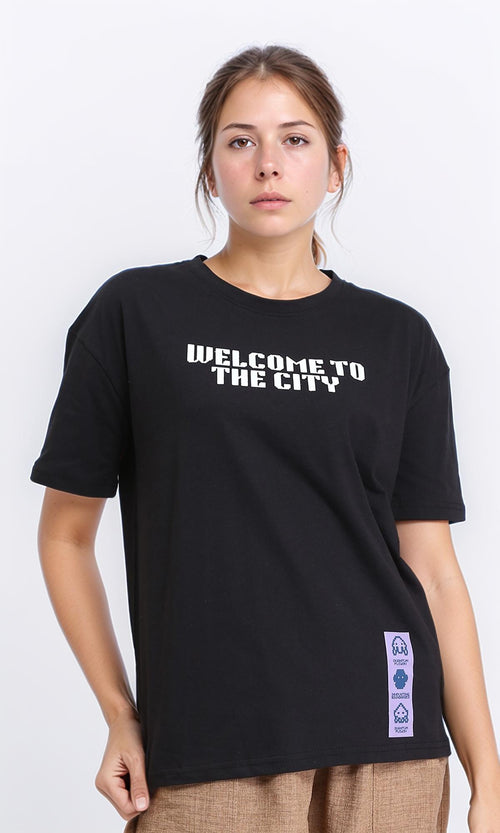 R208499 - Front & Back Printed Cotton Tee - Black