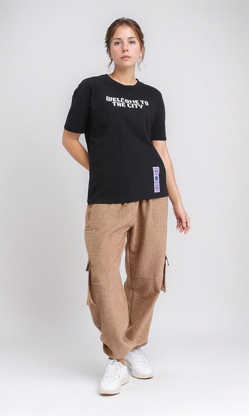 R208499 - Front & Back Printed Cotton Tee - Black