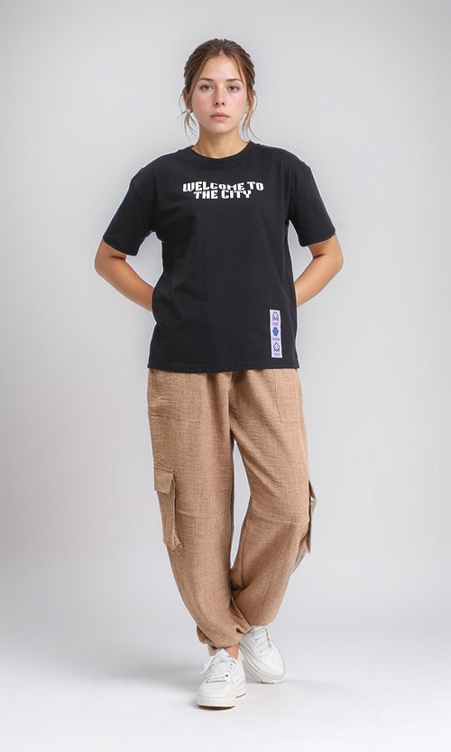 R208499 - Front & Back Printed Cotton Tee - Black