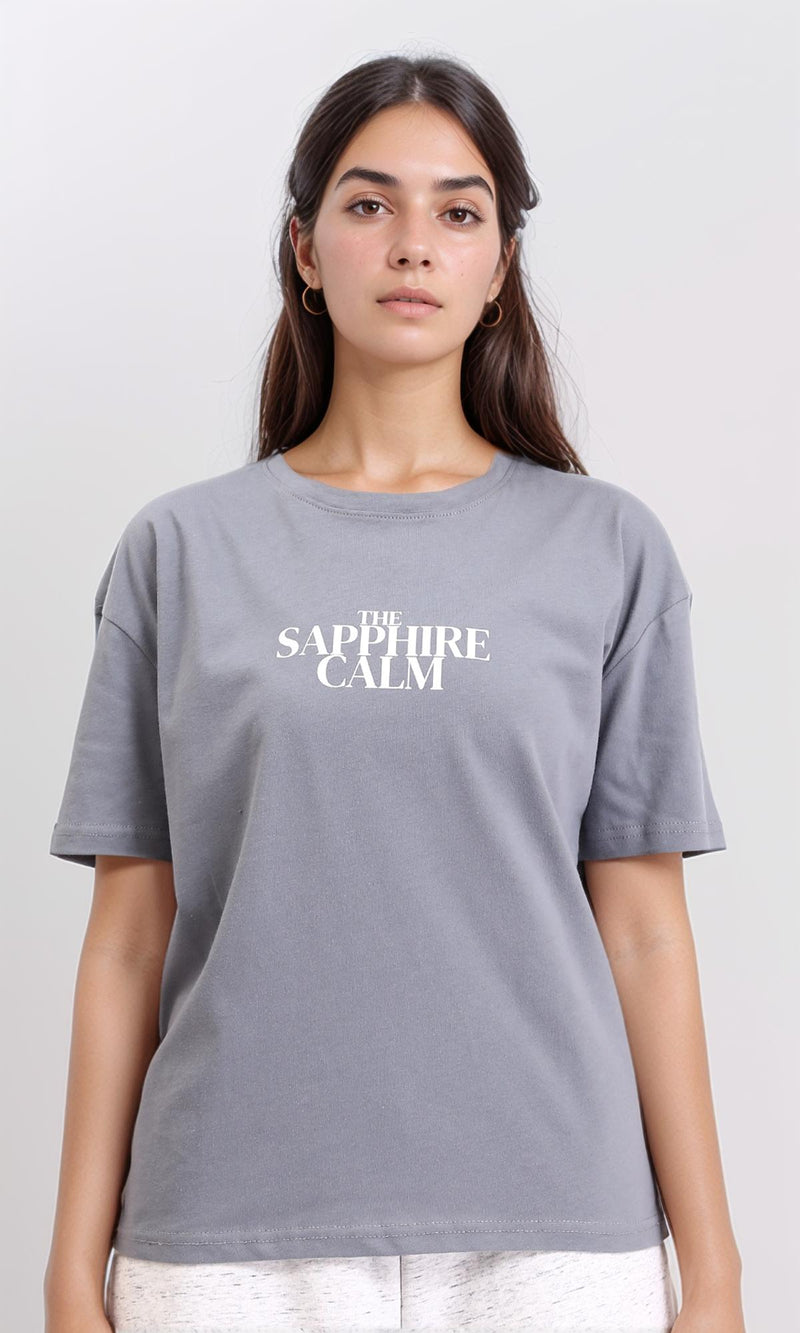 R208501 - Regular Fit Short Sleeves Printed Tee - Grey