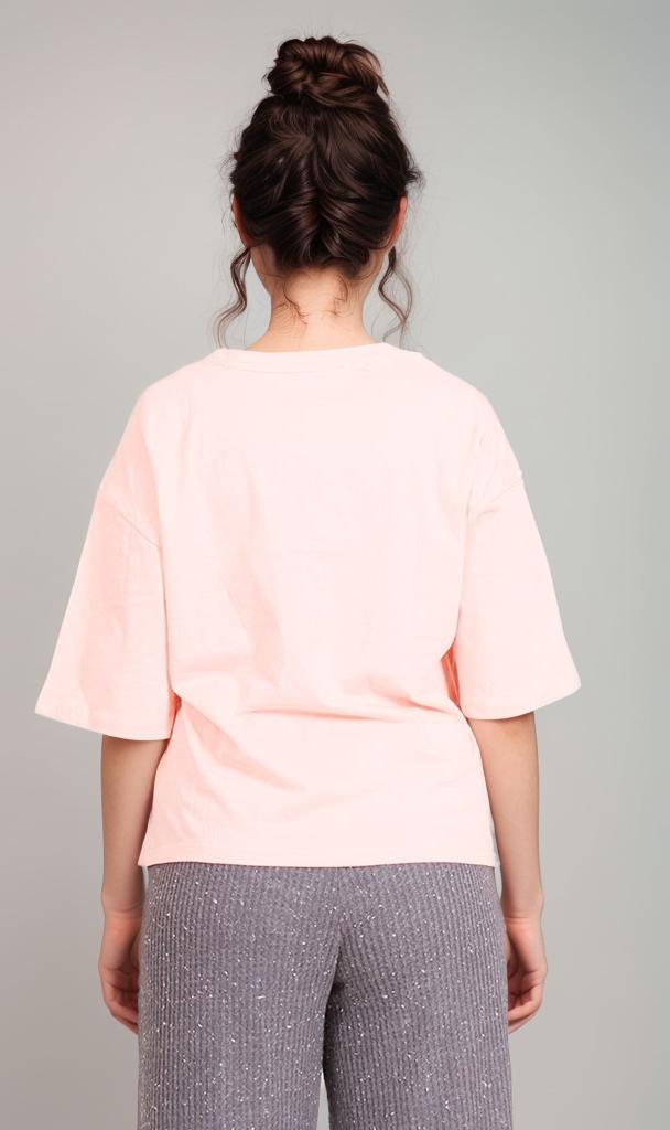 Simply Bold Graphic Boxy T-Shirt - Peach