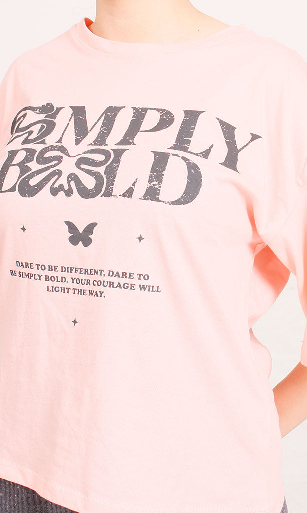 Simply Bold Graphic Boxy T-Shirt - Peach