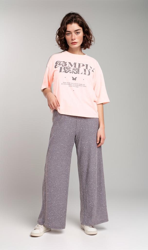 Simply Bold Graphic Boxy T-Shirt - Peach