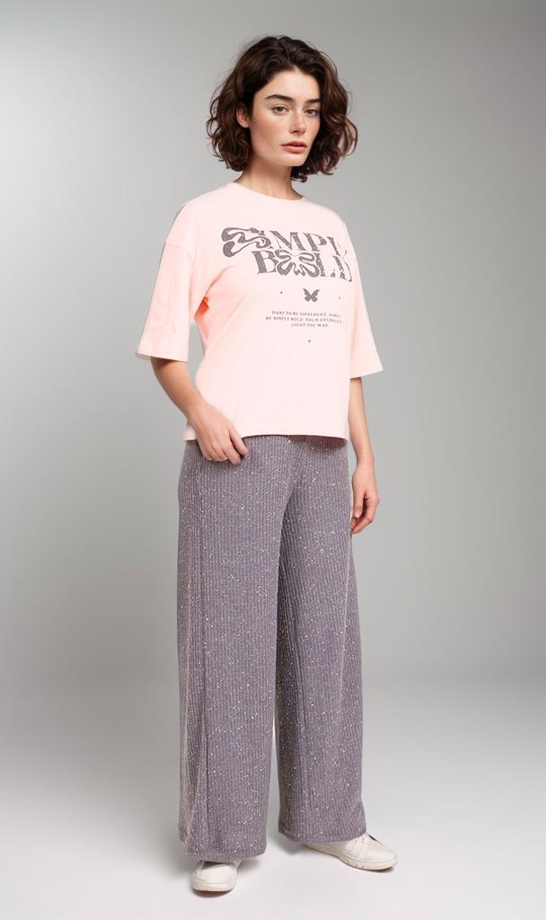 Simply Bold Graphic Boxy T-Shirt - Peach