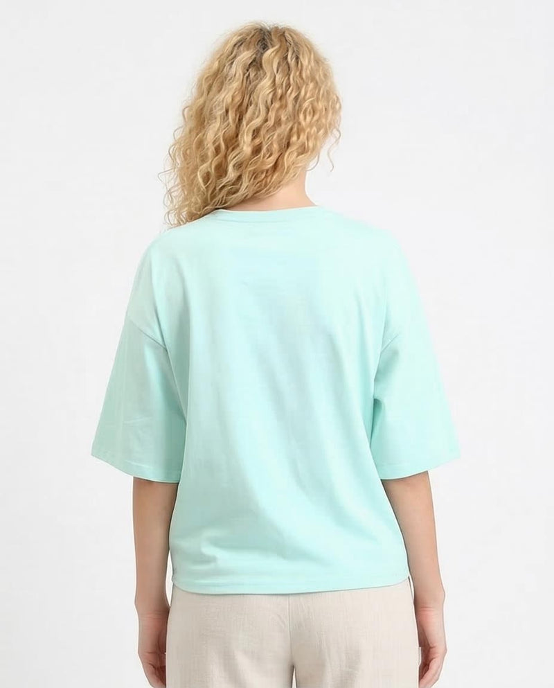 Ravin Women’s "Presence" Celestial Graphic Oversized T-Shirt – Mint Aqua - R208506