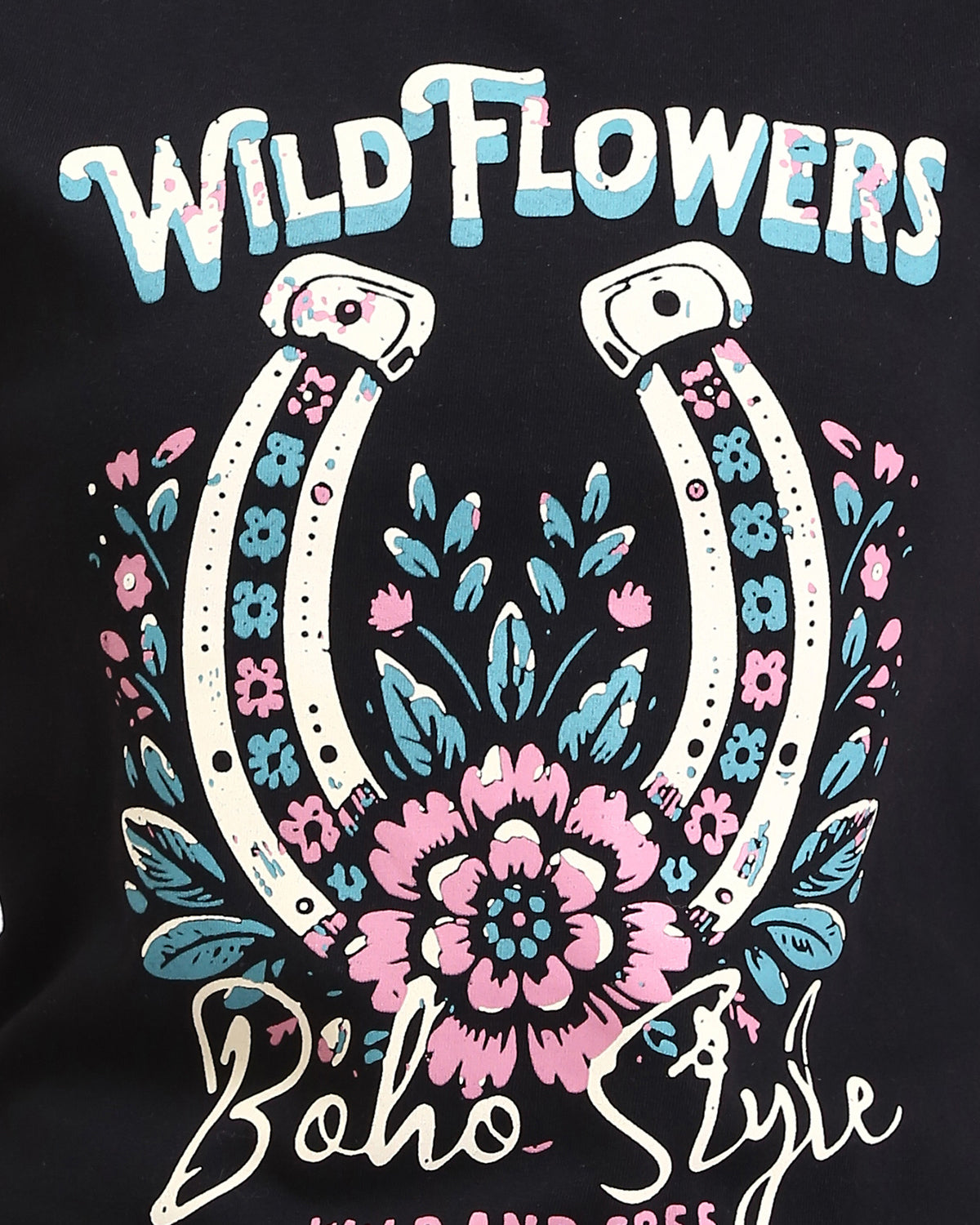 Ravin Women's Wild Flowers Horseshoe Graphic T-Shirt - Black - R208509