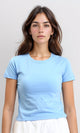 R208511 - Round Neck Solid Basic Tee - Light Blue