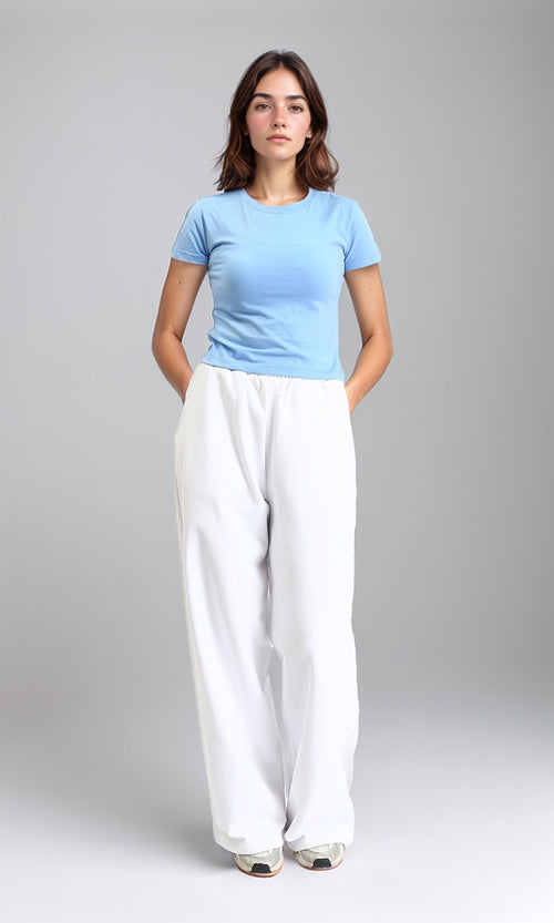 R208511 - Round Neck Solid Basic Tee - Light Blue