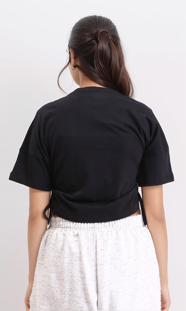 R208513 - Crew Neck Printed Short Tee - Black