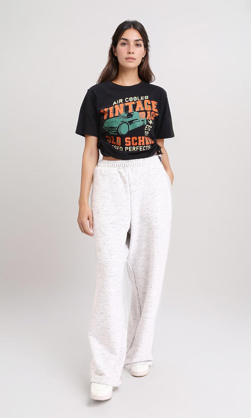 R208513 - Crew Neck Printed Short Tee - Black