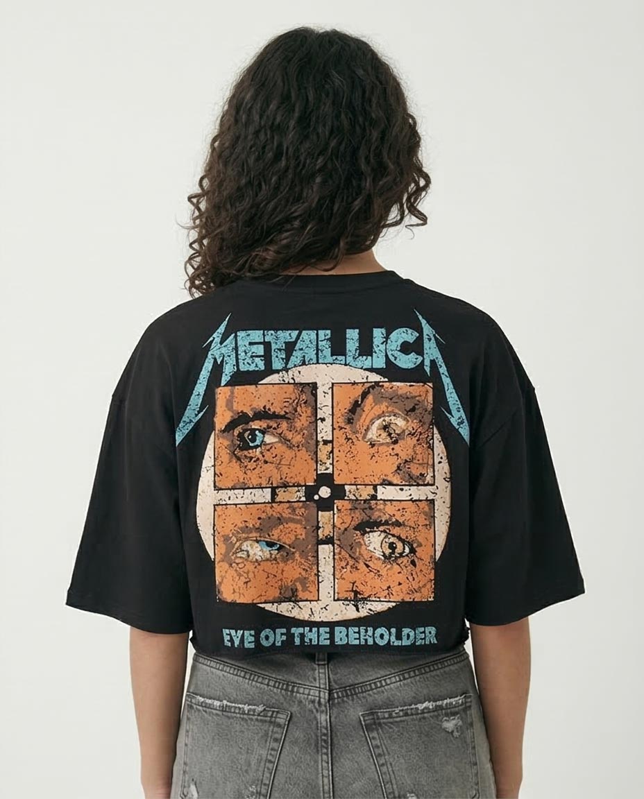 RAVIN Women's Metallica Graphic Cropped T-Shirt - Black - R208514