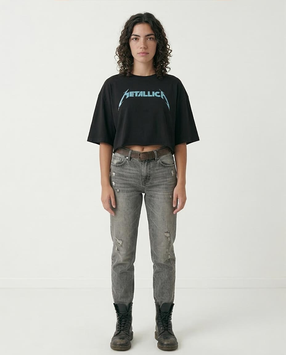 RAVIN Women's Metallica Graphic Cropped T-Shirt - Black - R208514
