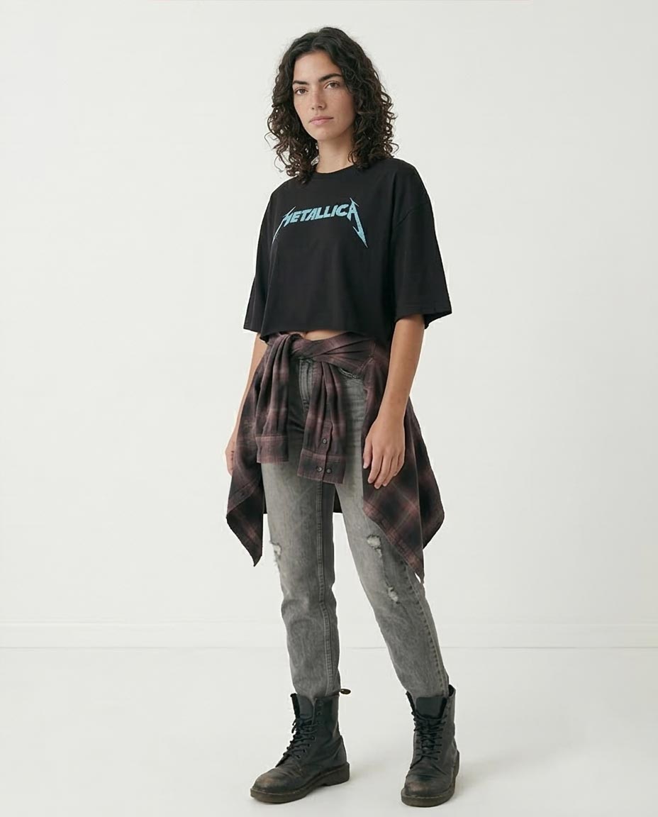 RAVIN Women's Metallica Graphic Cropped T-Shirt - Black - R208514