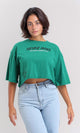R208516-Printed Elbow Sleeves Casual Tee - Green