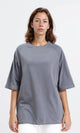 R208517 - Solid Relaxed Fit Long Tee - Medium Grey