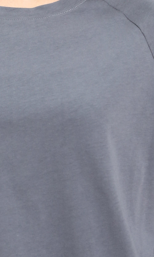 R208517 - Solid Relaxed Fit Long Tee - Medium Grey