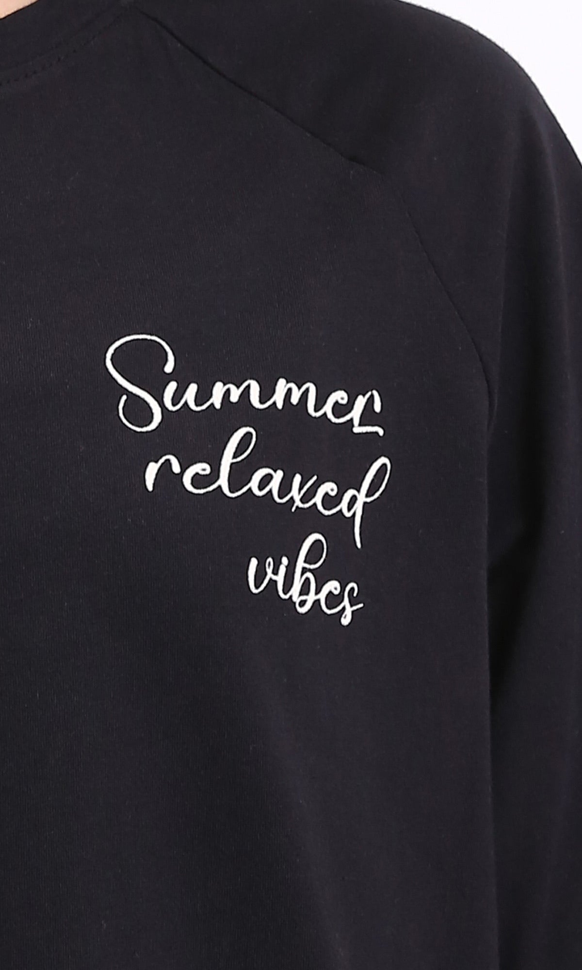 R208519 - Printed Relaxed Printed Long Tee - Black