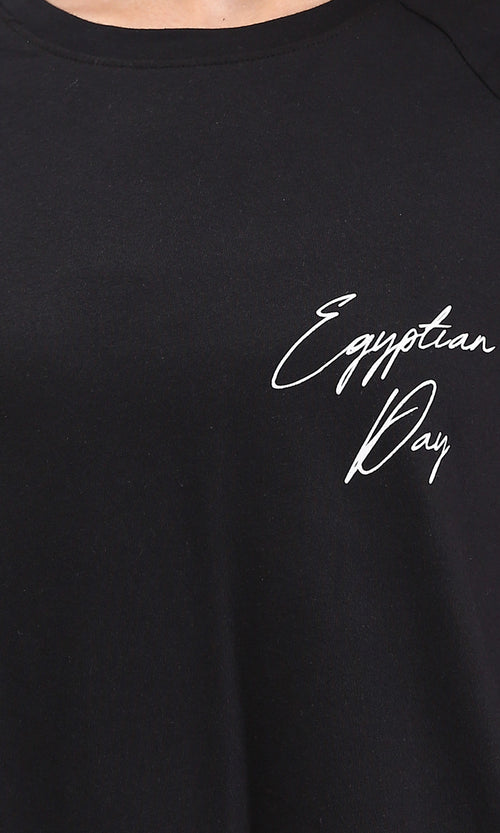 R208520 - Slip On Relaxed Fit Cotton Long Tee - Black