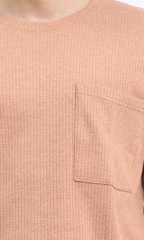 R208540 - Self Pattern Slip On Regular Tee - Brick Orange