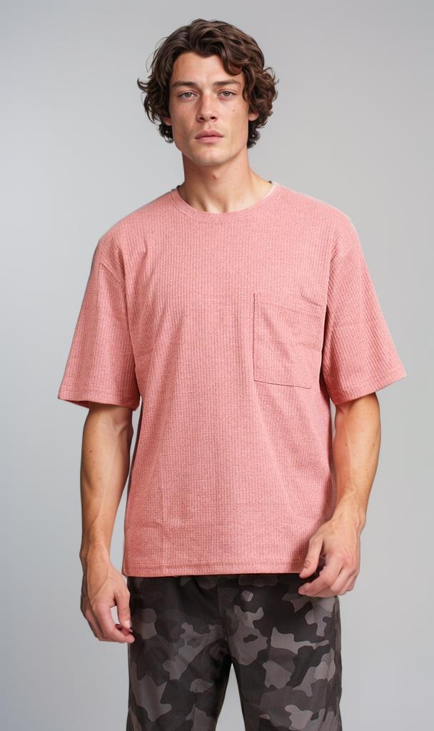 Waffle Textured T-Shirt - Pink