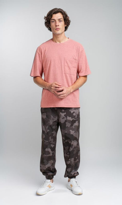 R208541 - Waffle Textured T-Shirt - Pink