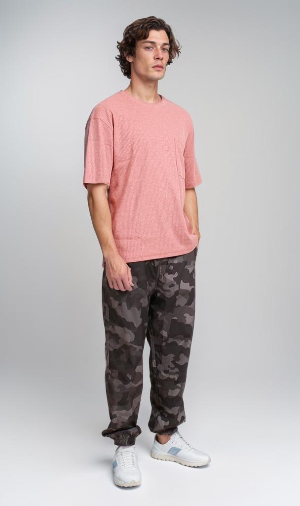 R208541 - Waffle Textured T-Shirt - Pink