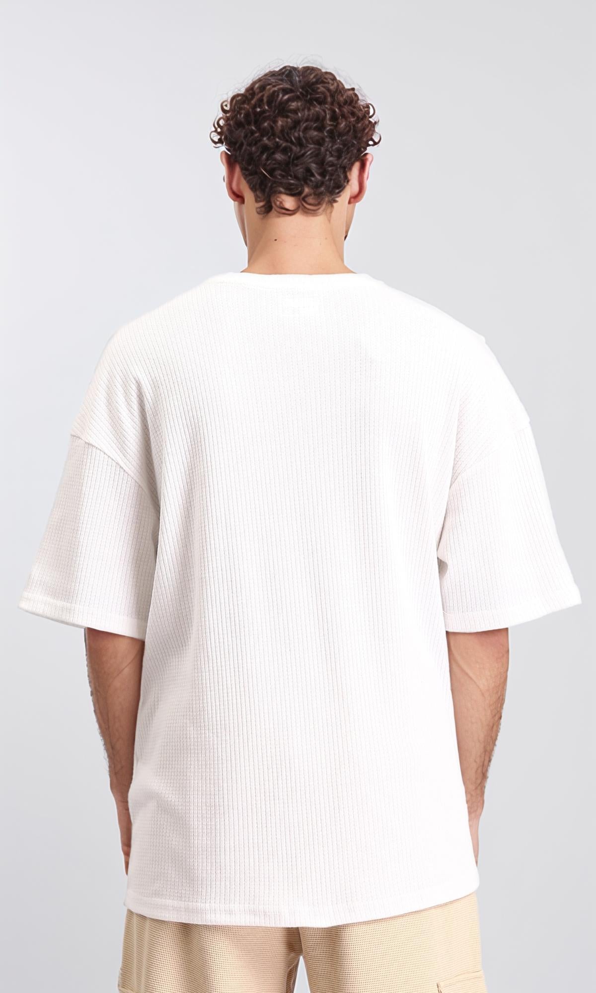 R208542 - Self Pattern Slip On Loose Tee - Ivory