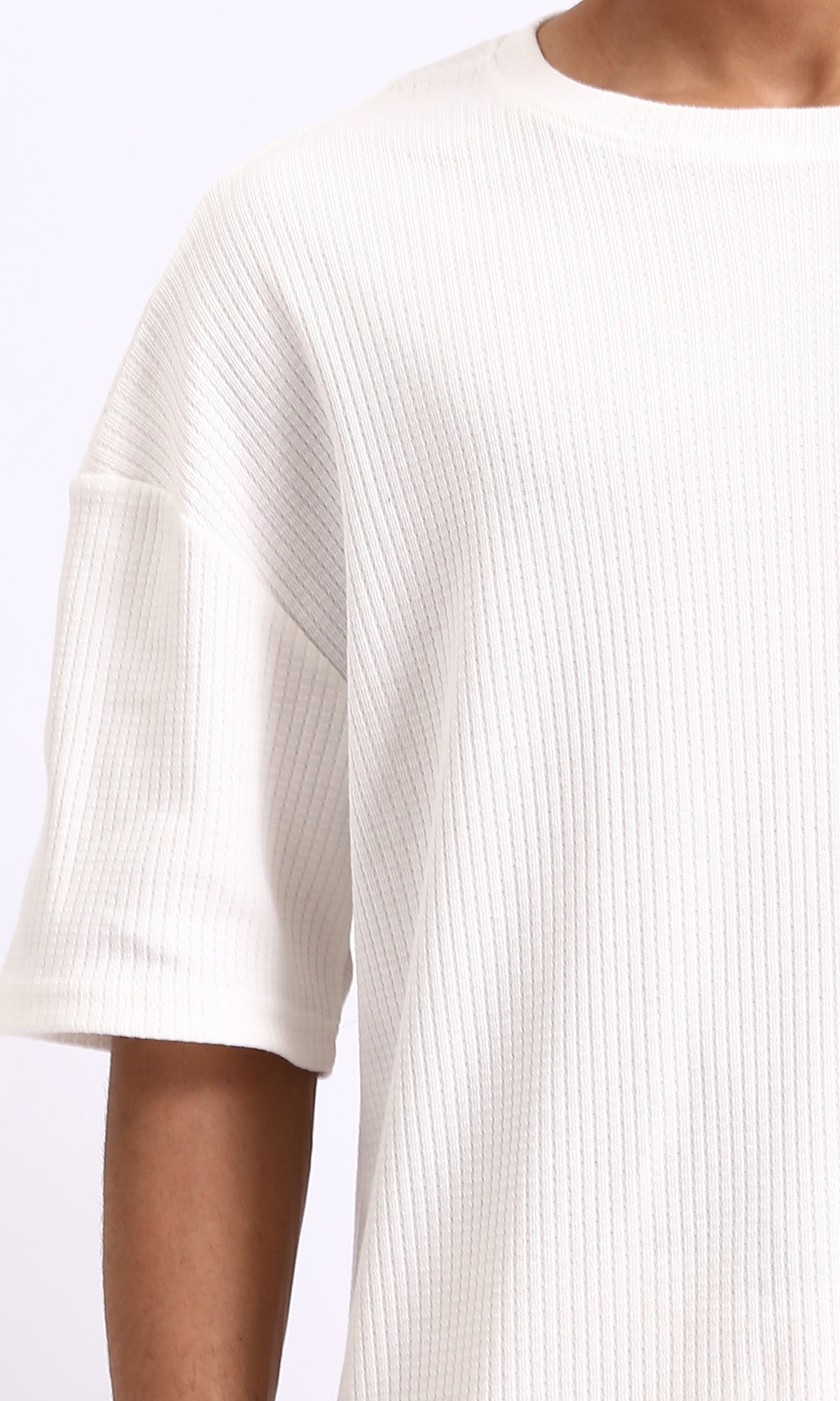 R208542 - Self Pattern Slip On Loose Tee - Ivory