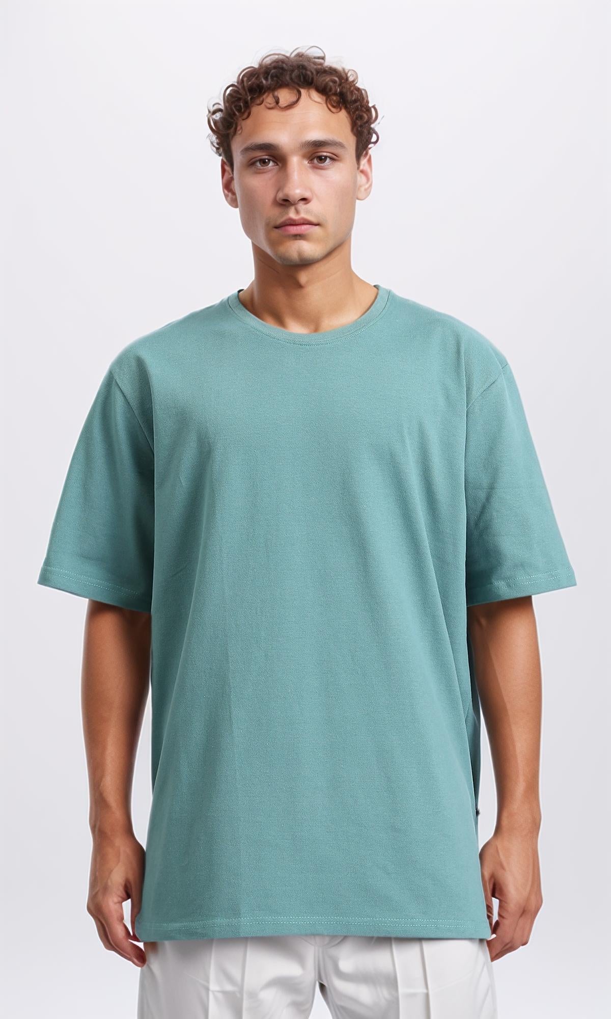 Crew Neck Solid Cotton Tee - Jade