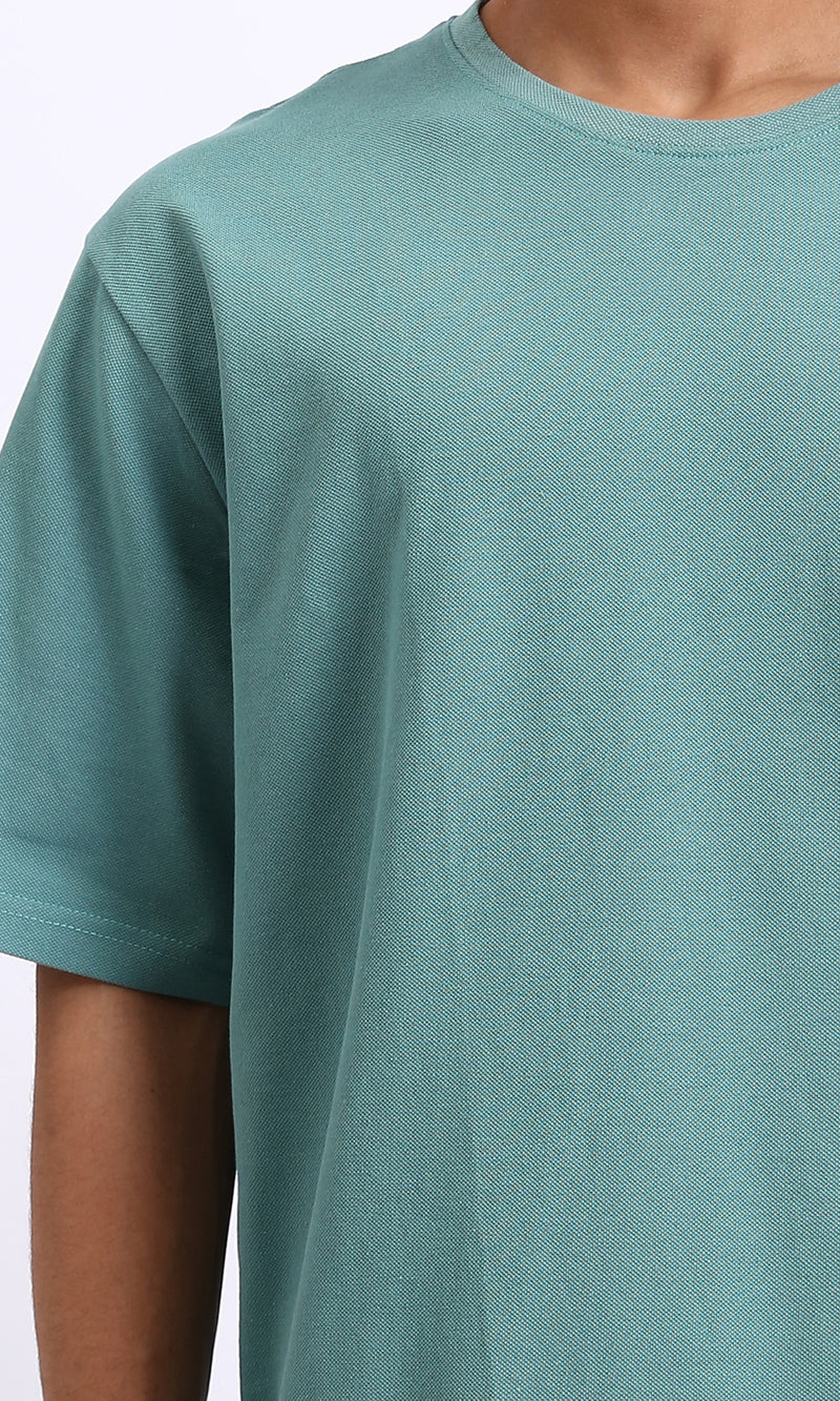 R208545 - Crew Neck Solid Cotton Tee - Jade