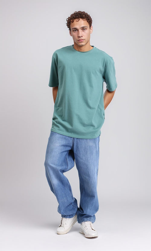 R208545 - Crew Neck Solid Cotton Tee - Jade