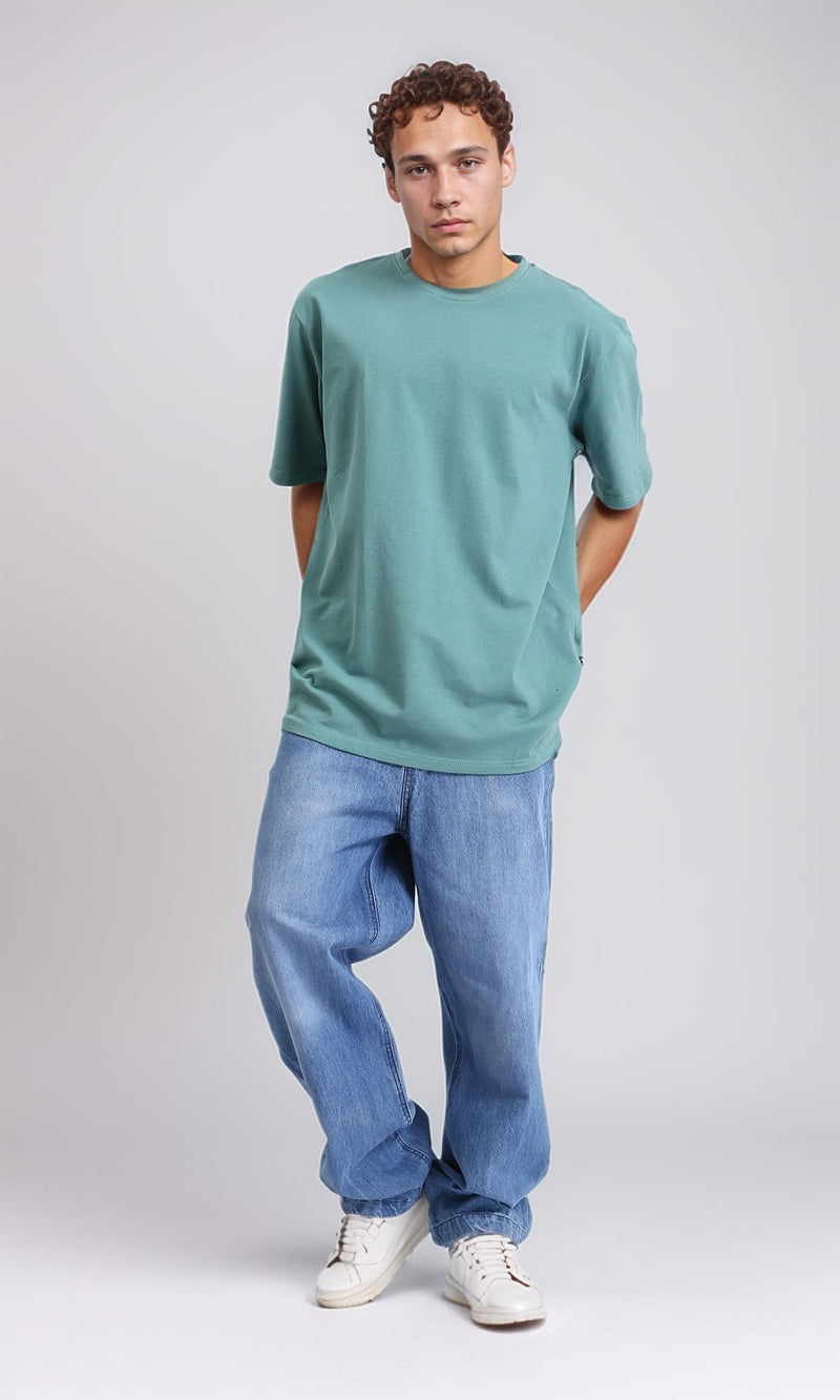 R208545 - Crew Neck Solid Cotton Tee - Jade