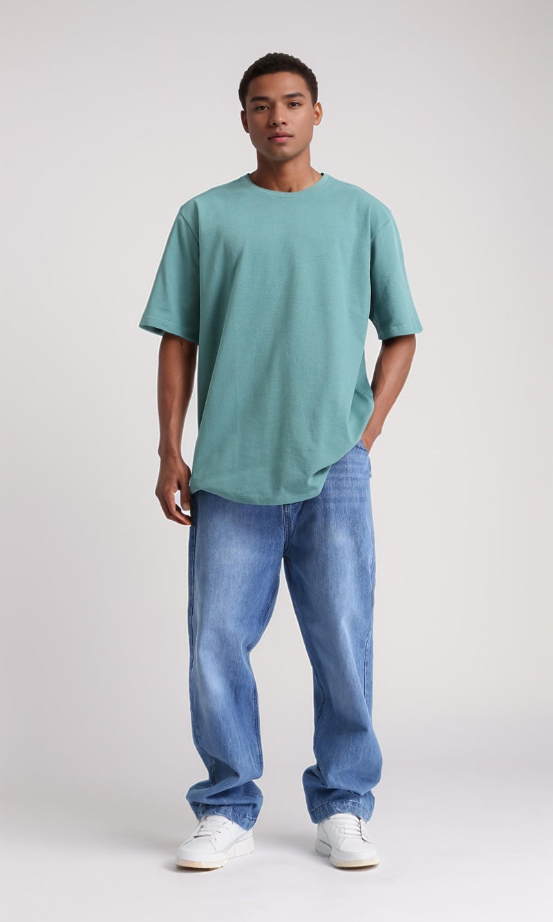 R208545 - Crew Neck Solid Cotton Tee - Jade