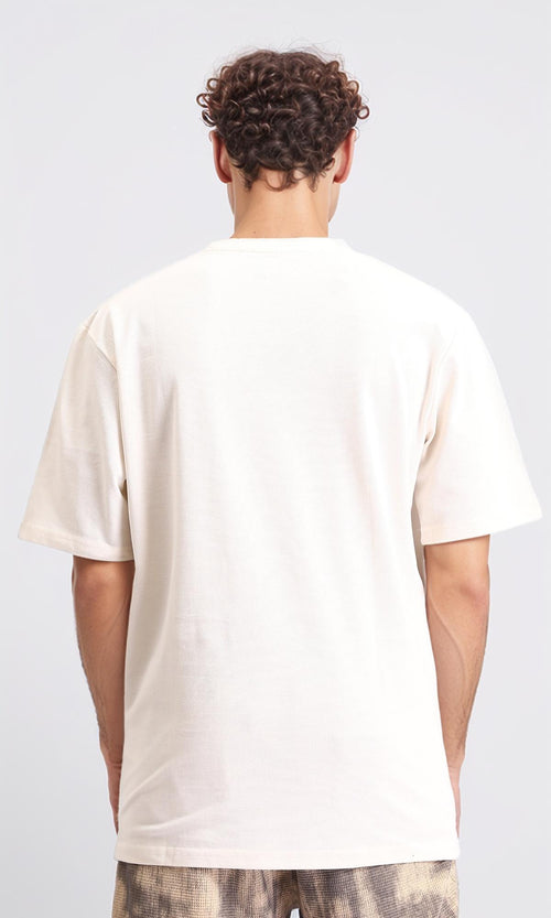 R208546 - Crew Neck Solid Cotton Tee - Cream