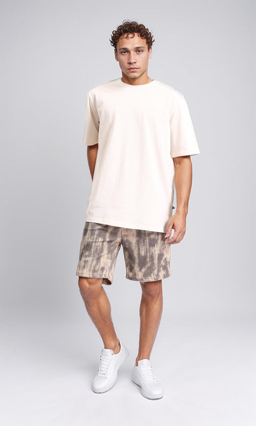 R208546 - Crew Neck Solid Cotton Tee - Cream