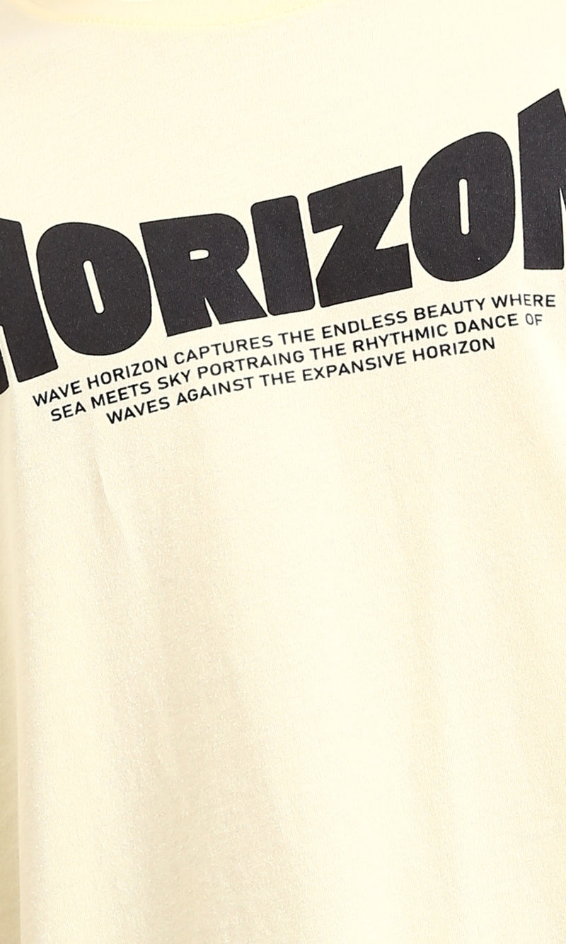 R208550 - "Horizon" Slip On Printed Cotton Tee - Light Yellow