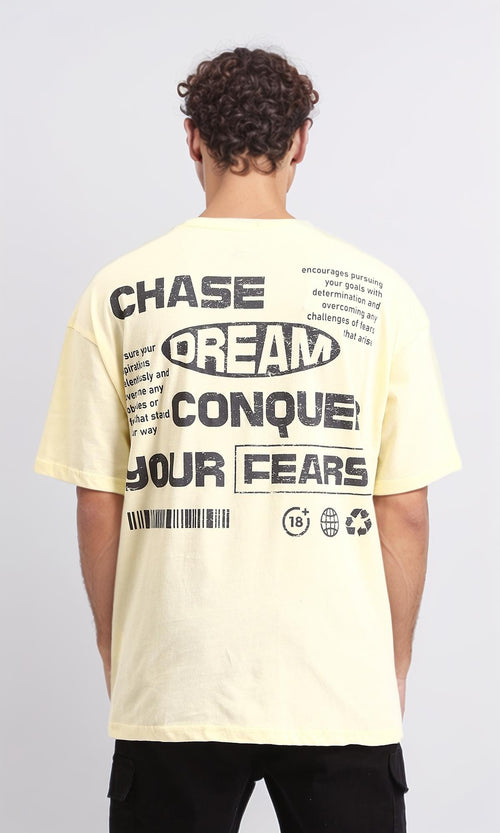 R208550 - "Horizon" Slip On Printed Cotton Tee - Light Yellow