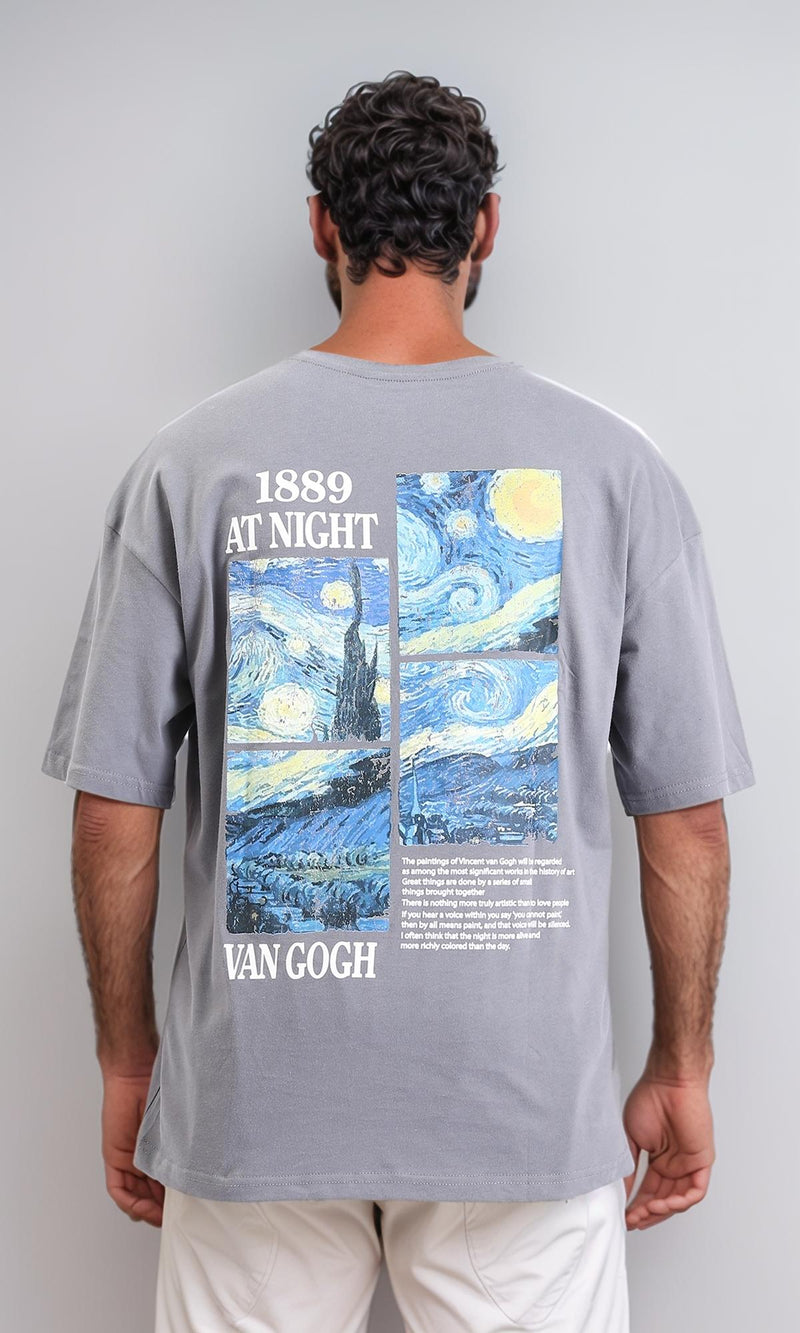 R208552-Slip On Lightweight Cotton Long Tee - Grey