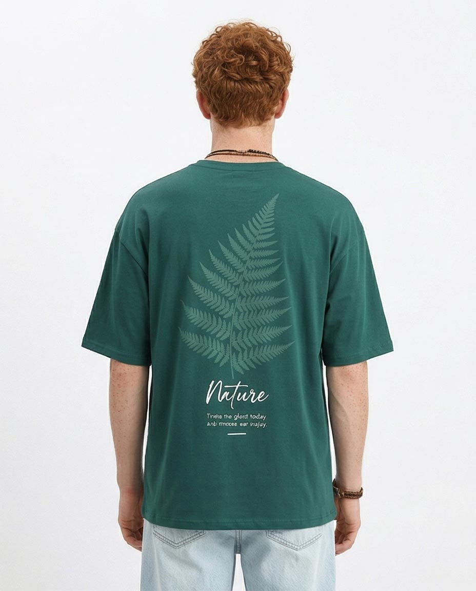 Ravin Nature-Inspired Oversized Graphic T-Shirt – Forest Green - R208555