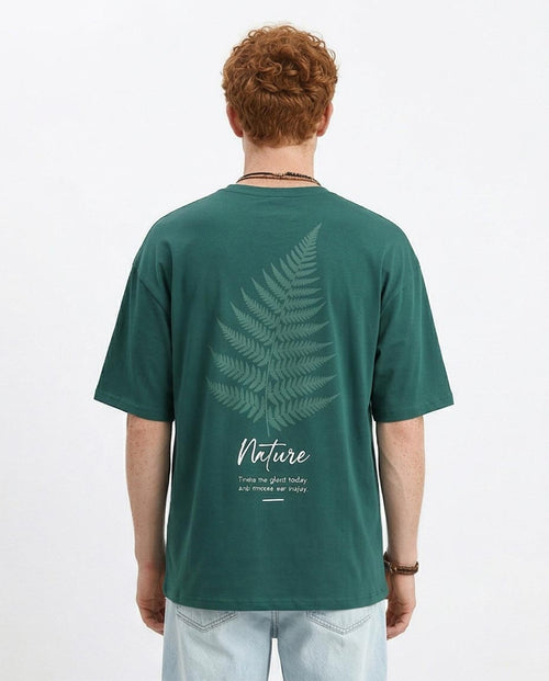 Ravin Nature-Inspired Oversized Graphic T-Shirt – Forest Green - R208555