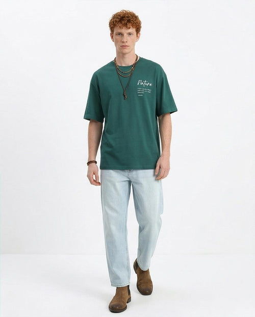 Ravin Nature-Inspired Oversized Graphic T-Shirt – Forest Green - R208555