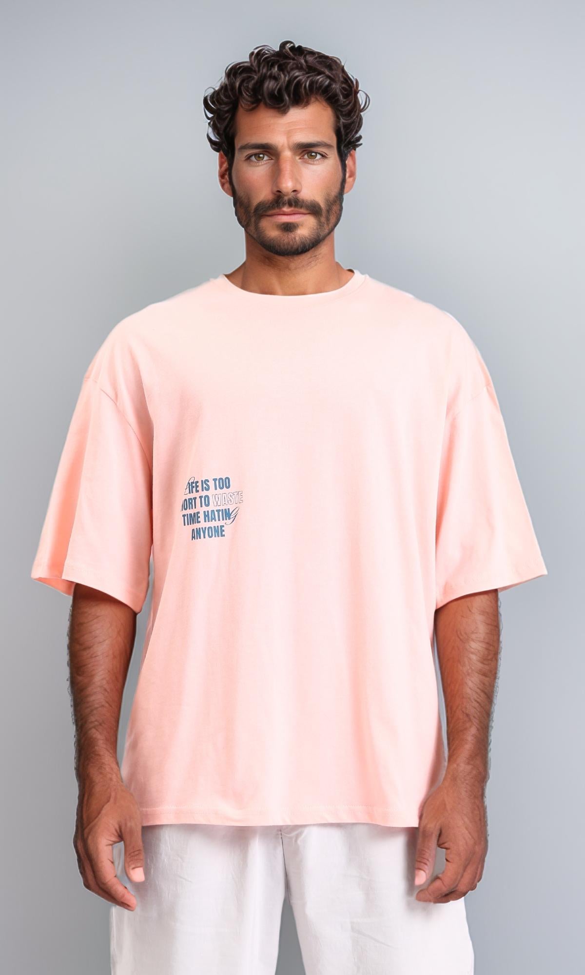 Slip On Printed Cotton Long Tee - Light Simon