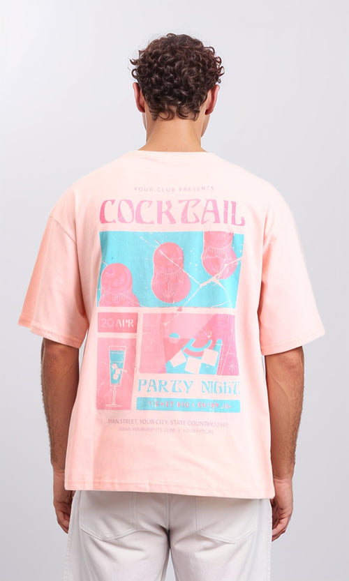 R208558 - Printed Relaxed Slip On Tee - Pink