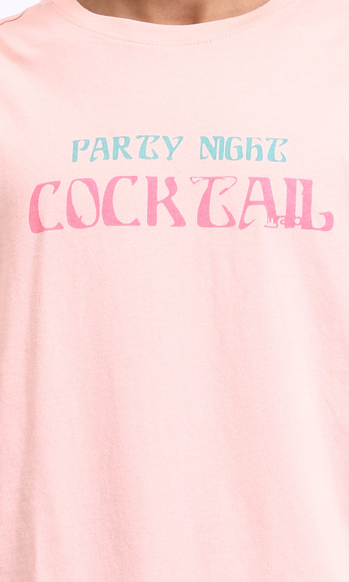 R208558 - Printed Relaxed Slip On Tee - Pink